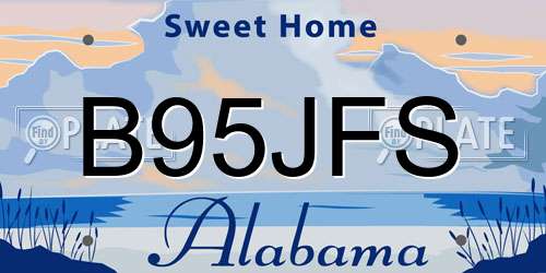 B95JFS Alabama License Plate