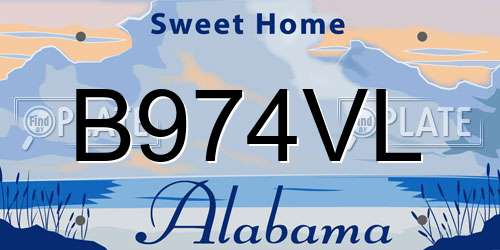 B974VL Alabama License Plate