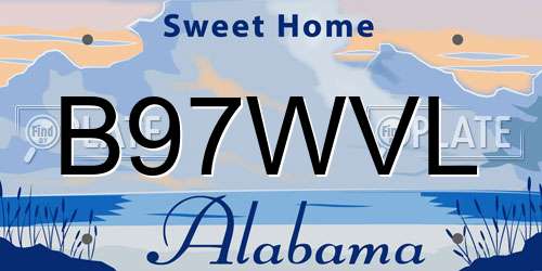 B97WVL Alabama License Plate