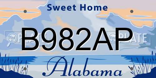 B982AP Alabama License Plate