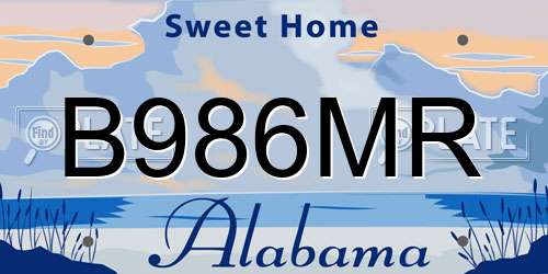 B986MR Alabama License Plate