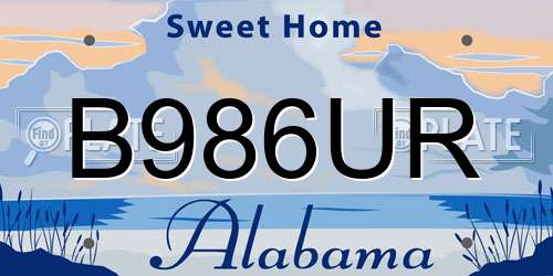 B986UR Alabama License Plate