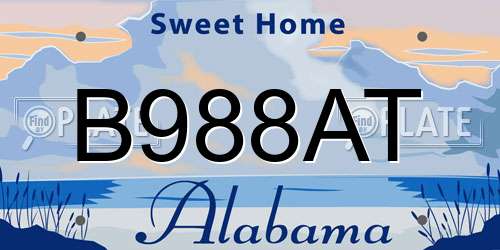 B988AT Alabama License Plate