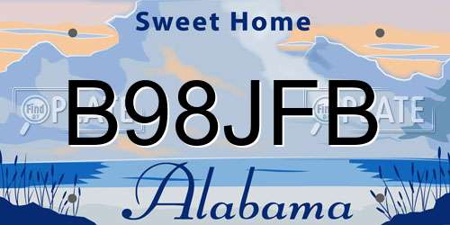 B98JFB Alabama License Plate