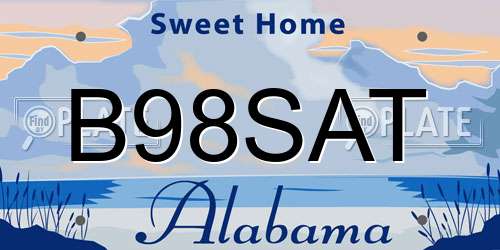 B98SAT Alabama License Plate