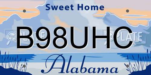 B98UHC Alabama License Plate