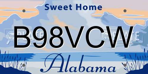 B98VCW Alabama License Plate