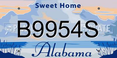 B9954S Alabama License Plate