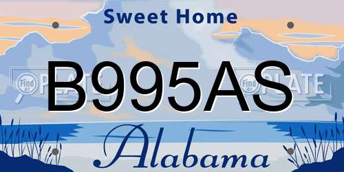 B995AS Alabama License Plate