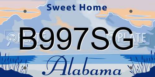 B997SG Alabama License Plate
