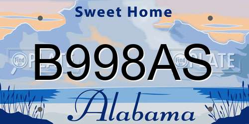 B998AS Alabama License Plate
