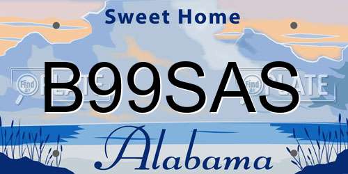 B99SAS Alabama License Plate