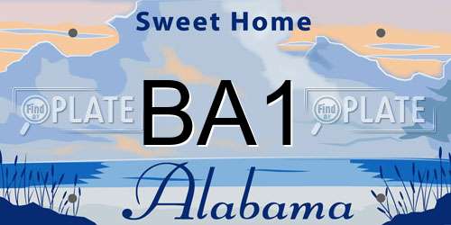 BA1 Alabama License Plate