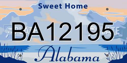 BA12195 Alabama License Plate