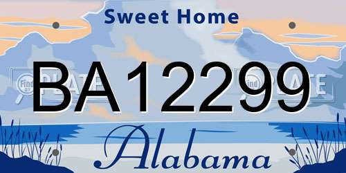 BA12299 Alabama License Plate