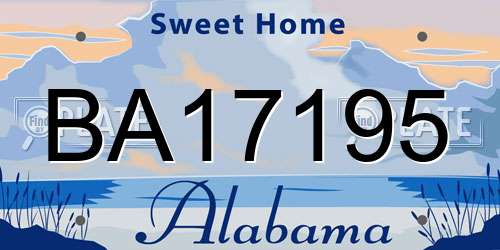 BA17195 Alabama License Plate