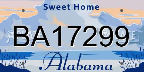 BA17299 Alabama License Plate