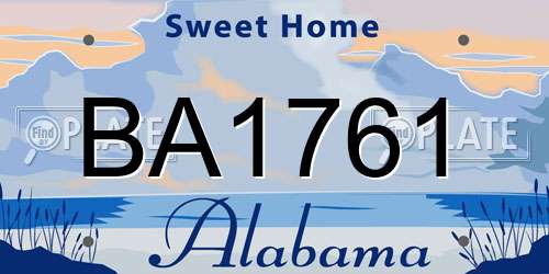 BA1761 Alabama License Plate