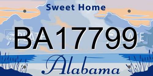 BA17799 Alabama License Plate