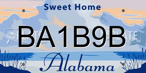 BA1B9B Alabama License Plate