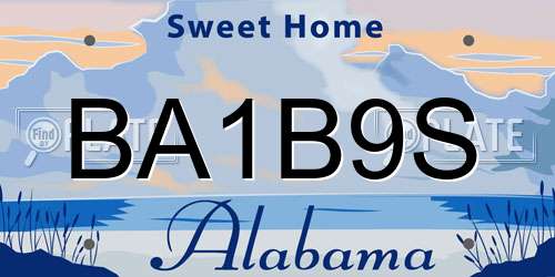 BA1B9S Alabama License Plate