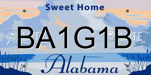 BA1G1B Alabama License Plate