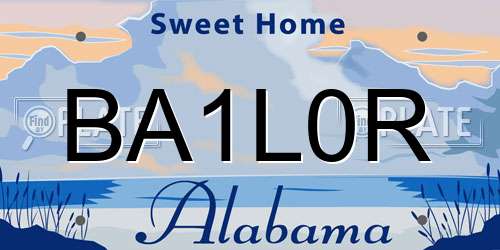 BA1L0R Alabama License Plate