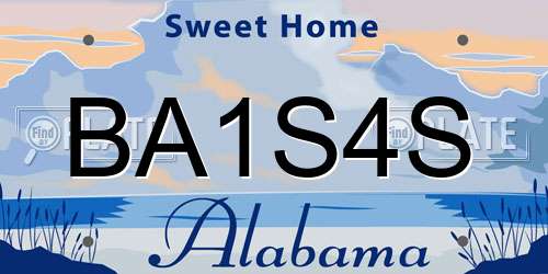 BA1S4S Alabama License Plate