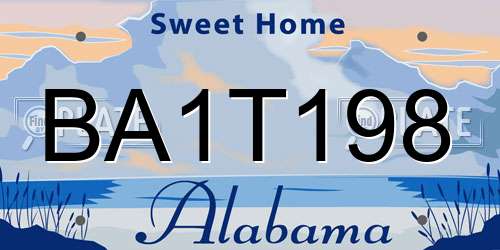 BA1T198 Alabama License Plate