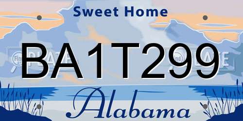 BA1T299 Alabama License Plate