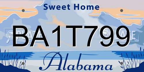 BA1T799 Alabama License Plate