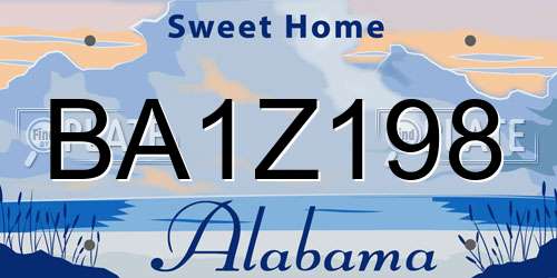 BA1Z198 Alabama License Plate