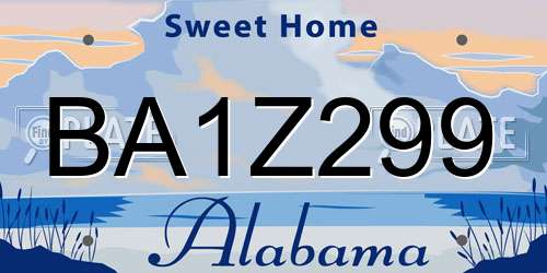 BA1Z299 Alabama License Plate