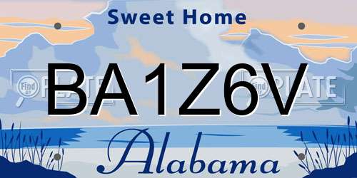 BA1Z6V Alabama License Plate