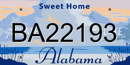 BA22193 Alabama License Plate
