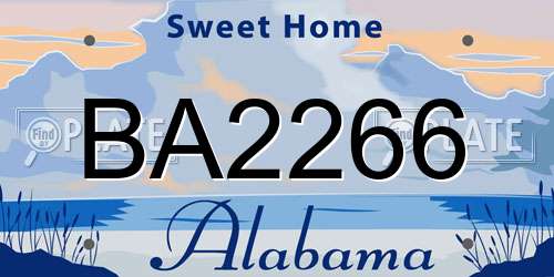 BA2266 Alabama License Plate