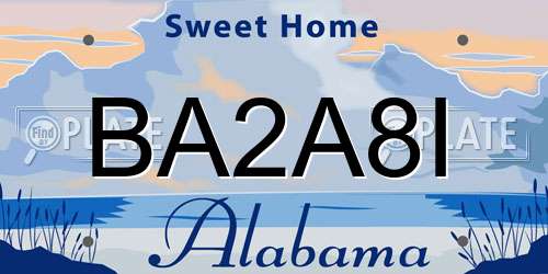 BA2A8I Alabama License Plate