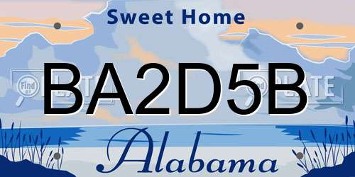 BA2D5B Alabama License Plate