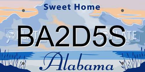 BA2D5S Alabama License Plate