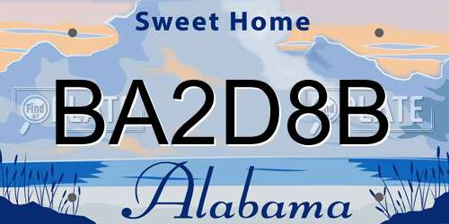 BA2D8B Alabama License Plate