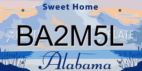 BA2M5L Alabama License Plate