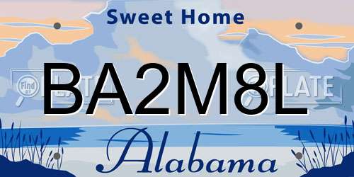 BA2M8L Alabama License Plate