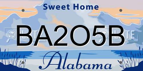 BA2O5B Alabama License Plate