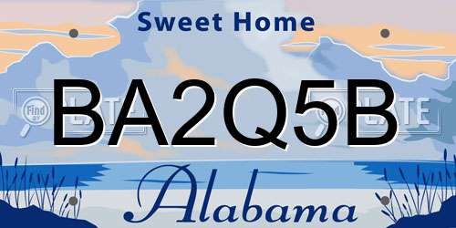 BA2Q5B Alabama License Plate