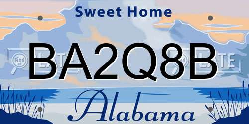 BA2Q8B Alabama License Plate