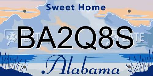 BA2Q8S Alabama License Plate