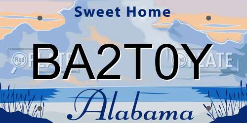 BA2T0Y Alabama License Plate