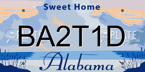 BA2T1D Alabama License Plate