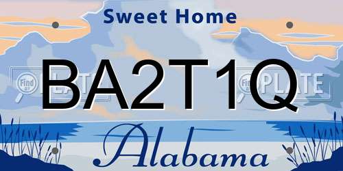 BA2T1Q Alabama License Plate