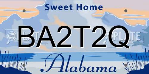 BA2T2Q Alabama License Plate
